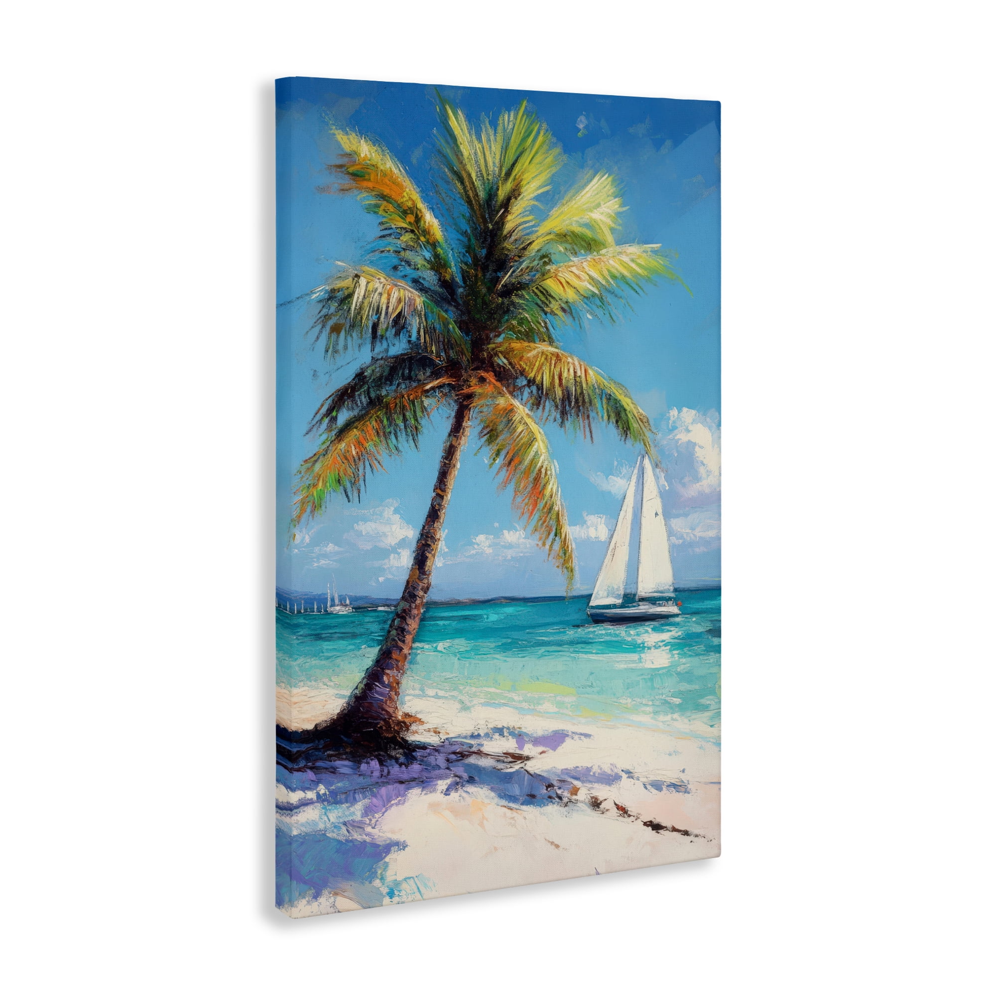 Stupell Industries Palms & Sails Beach View Canvas Wall Art, design by Petal Prints Design