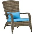 thumbnail image 1 of Outsunny Outdoor Adirondack Chair Rattan Fire Pit Chair with Cushion Blue, 1 of 10