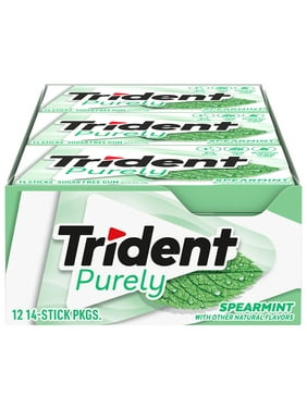 Trident Purely Spearmint Sugar Free Gum, 12 Packs of 14 Pieces (168 Total Pieces)