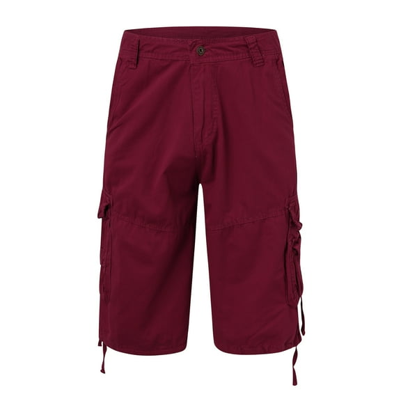 WERYOUNG Mens Spring Summer Comfortable Casual Thin Cargo Knee Length Shorts Versatile Trunks, Red, XS