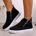 thumbnail image 2 of YOUYEDIAN Boots for Women Fall Winter Platform Side Zipper Comfortable Flat Ankle Booties Round Toe Casual Non Slip Walking Shoes, 2 of 5