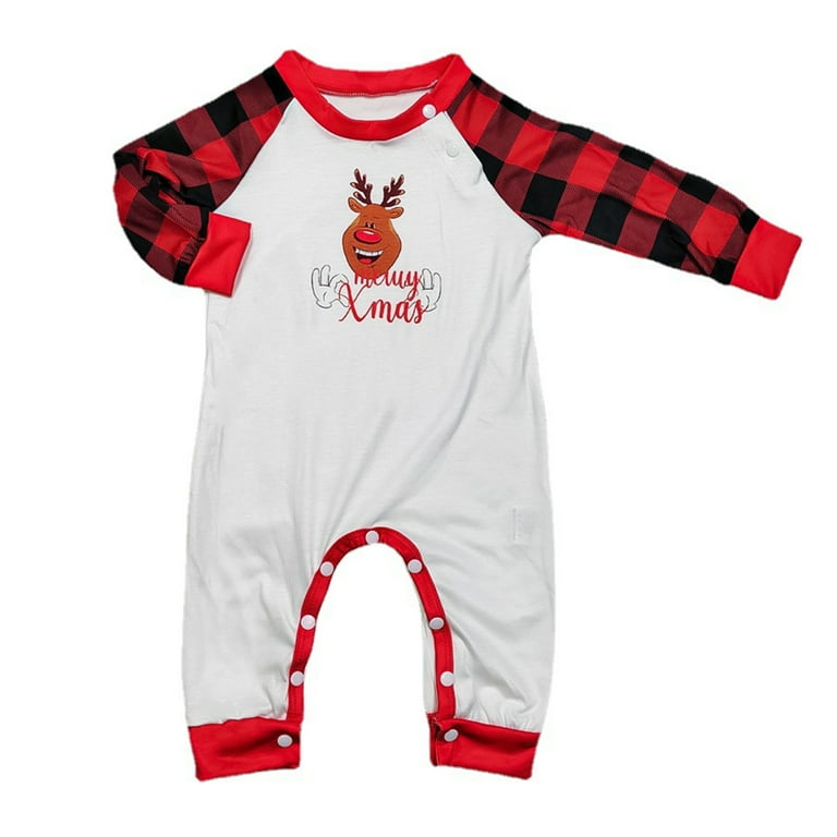 Esho Family Christmas Pajamas Matching Sets, Xmas Long Sleeve Raglan Top +  Pants Sleepwear Set, Holiday Plaid PJs Jammies for Women/Men/Kids/Couples