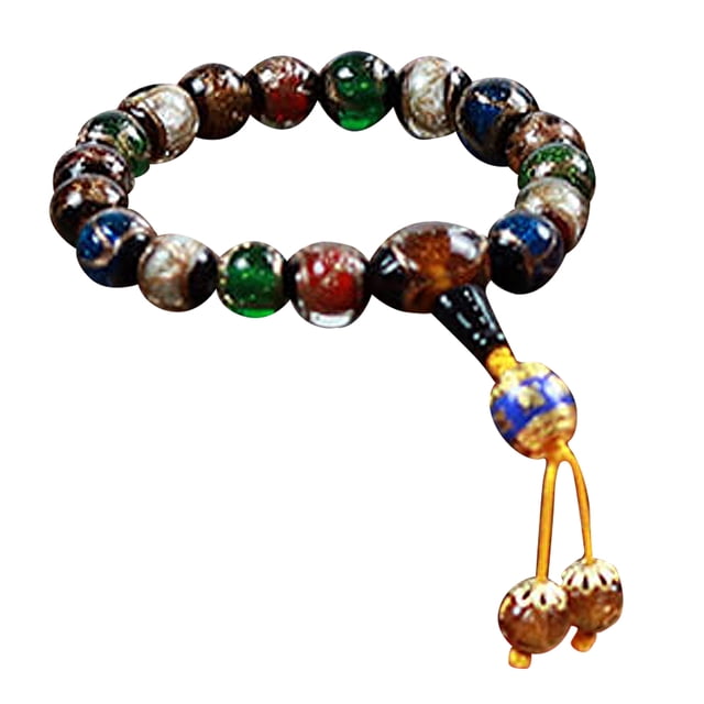 Pulsera de vidrio de colores multicolores, cuentas de Buda, pulseras elásticas de cuentas de meditación de yoga para hombres y mujeres