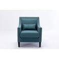 thumbnail image 6 of Single Accent Sofa Chair with Small Pillow, Mid Century Modern Armchair with Decorative Nailheads and Solid Wood Legs, Wingback Linen Fabric Upholstered Reading Chair for Living Room Bedroom, Teal, 6 of 7