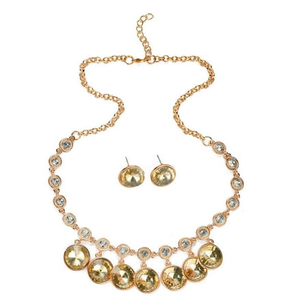 Austrian Crystal Stones - JADA Collections Vintage Austrian Crystal Necklace with Drop Stones, Smoky