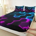 thumbnail image 3 of Castle Fairy Teens Boys Girls Gradient Hexagon Full Size Sheets 4-Piece,Gradient Blue Purple Breathable Bed Sheets,Minimalist Geometric Honeycomb Lightweight Sheet Sets,Lightweight Room Decor, 3 of 7