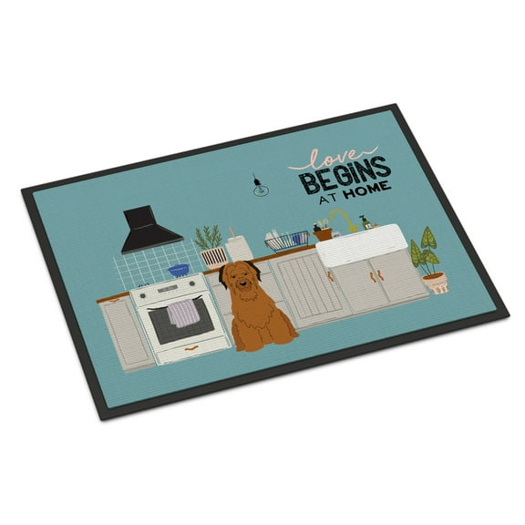 Brown Briard Kitchen Scene Indoor or Outdoor Mat 24x36 CK7786JMAT