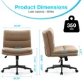 thumbnail image 2 of Armless Office Chair with Wheels, Linen Wide Seat Home Office Chair, Cute Computer Chair with 15 ° Swing Backrest, Suitable for Bedrooms and Dressing Tables, 2 of 7