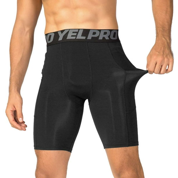 Gym Compression Men's Skin Tight Shorts with Mobile Pocket for Gym,  Running, Cycling, Swimming, Basketball, Cricket