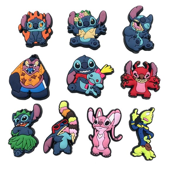 Stitch 10pcs Shoe Charms for Croc Packs,Clog Decor Party Favors Gift for Boys & Girls