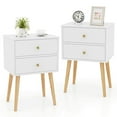 thumbnail image 1 of Costway 2PCS Mid Century Modern 2 Drawers Nightstand Sofa Side End Table White, 1 of 9