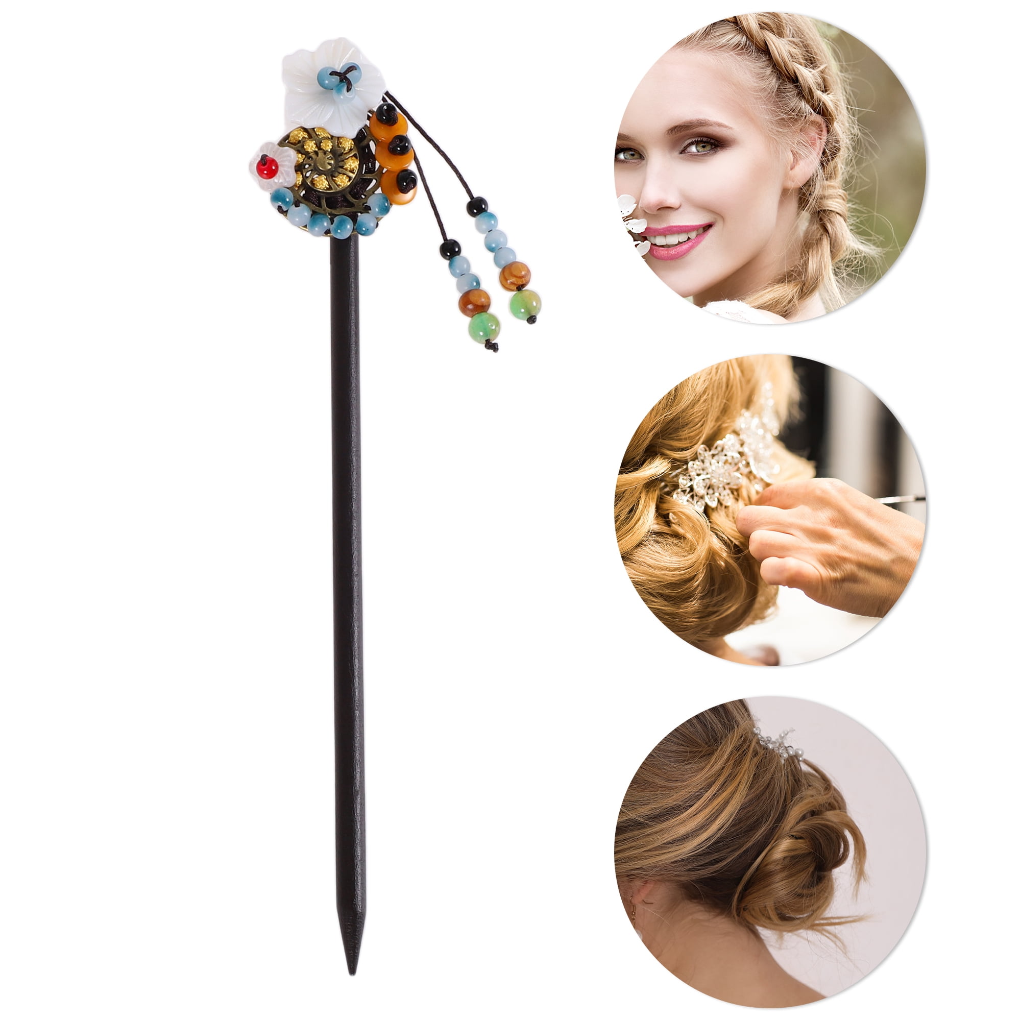 Unique Bargains Camellia Hair Chopstick for Women 1 Pc Black, Blue, White