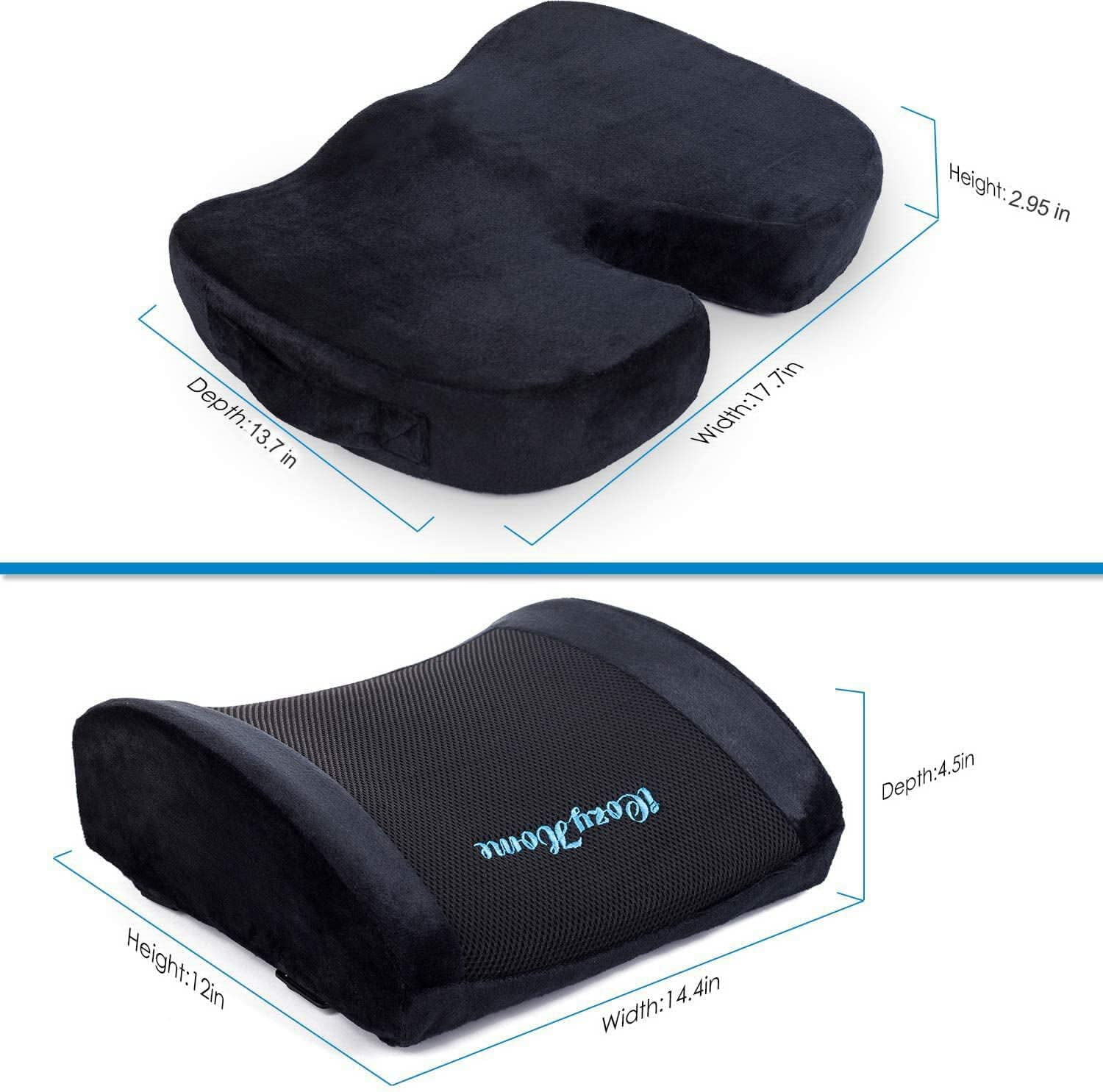 Coccyx Orthopedic Seat Cushion And Lumbar Support Pillow For Office Chair,  Car,wheelchair Seat Cushion Memory Foam Back Support Cushion For Lower Back  Pain,tailbone & Sciatica Pain Relief - Temu