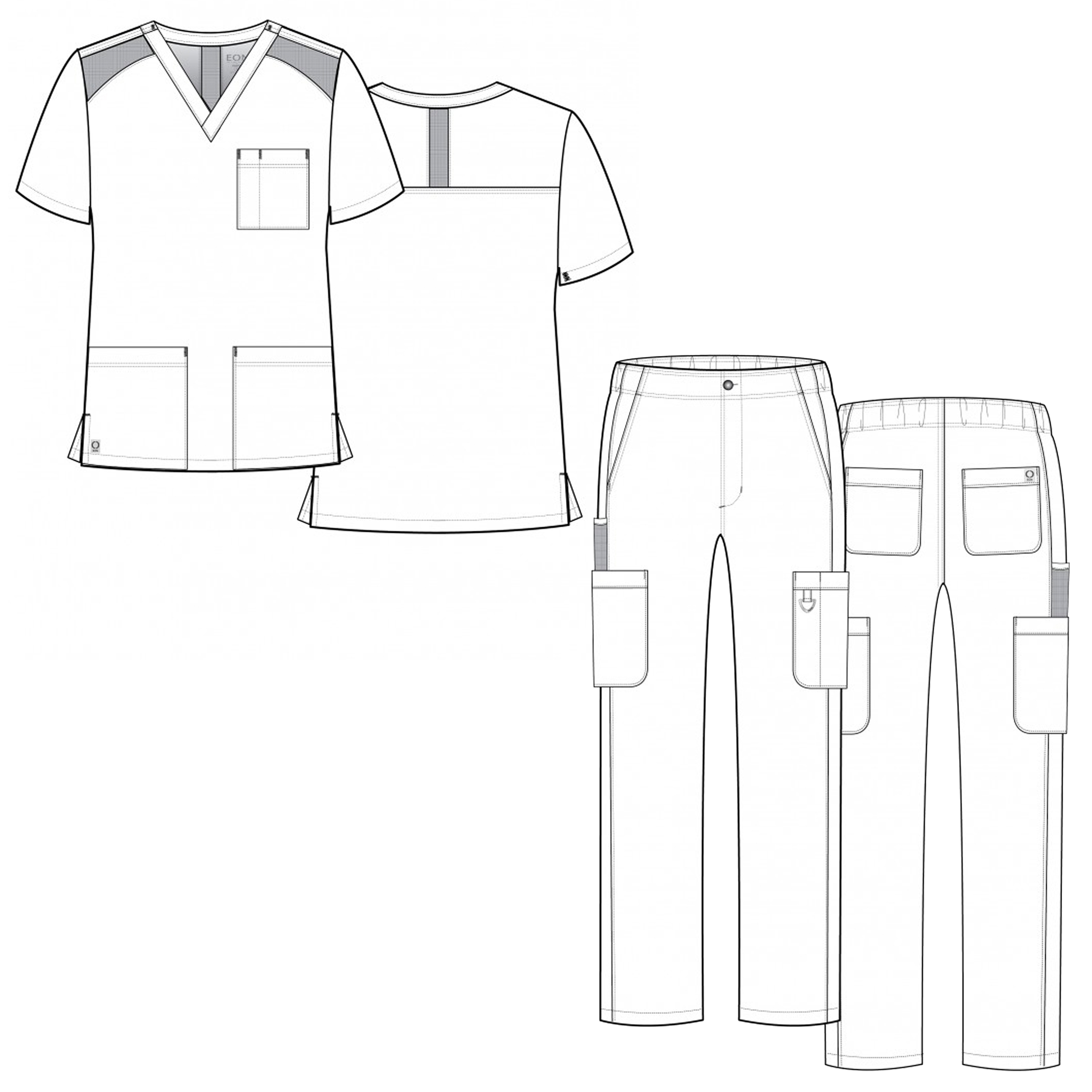 Maevn EON Men's Mesh 3-Pocket V-Neck Top & Men's Half Elastic Cargo Pant Scrub Set - image 4 of 5
