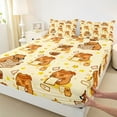 thumbnail image 3 of Homewish Cute Capybara Queen Sheet Sets,Cartoon Animal Flat Sheet,Yellow Stars Print Queen Fitted Sheet For Girls Boys,Luxury Bedroom Decor,4pcs, 3 of 7