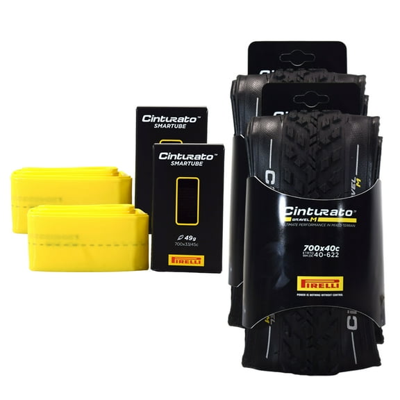 Pirelli Cinturato GRAVEL M 40-622 (700x40c) Gravel Bicycle Tire   SmarTUBE 33/45-622 Presta 60mm - 2 Pack