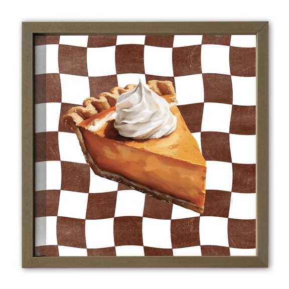 Creative Products Brown Check Pumpkin Pie 16 x 16 Brown Framed Print