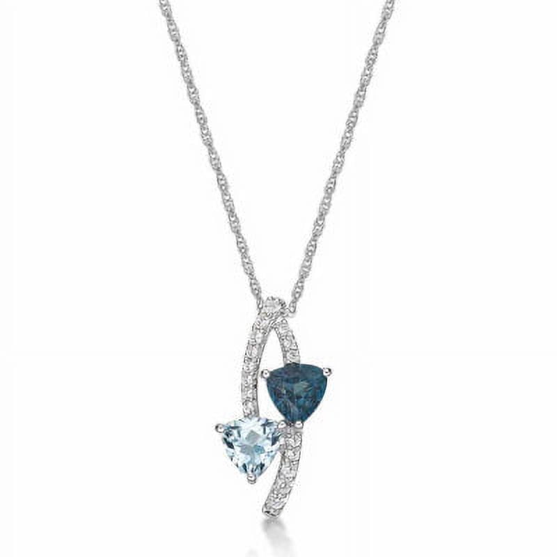 Brilliance 925 Sterling Silver Genuine Blue Topaz and Created White Sapphire Bypass Pendant with Chain, 18" Chain