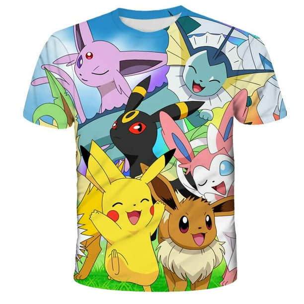 Camisetas de Pokemon para ninos y ninas ropa de Pikachu Squirtle 3D juego de Anime dibujos animados moda Hip Hop Verano