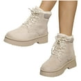 thumbnail image 6 of Busydd Snow Boots for Women Thermal Fuzzy Booties for Women Casual Chunky Heel Warm Winter Boots Fashion Lace up Womens Ankle Boots 8.5, 6 of 9
