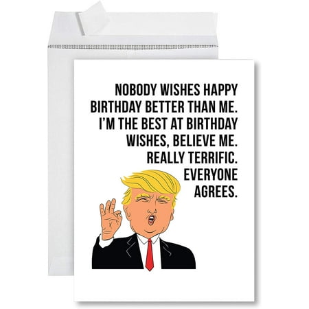 Andaz Press Funny Jumbo Birthday Card With Envelope 8.5 x 11 inch, Greeting Card, Trump Best Birthday (Best Birthday Countdown App)