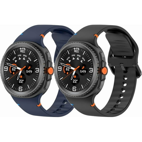 REQO 2Pcs Soft Silicone Bands Sports Strap Fit for Samsung Galaxy Watch8 Classic,Waterproof Adjustable Breathable Women Men Bracelet Strap Wristbands Fit for Galaxy Watch 8 40MM 44MM