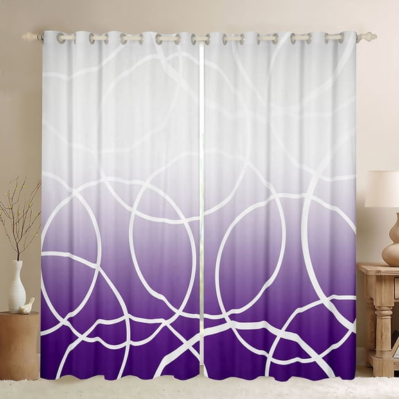 jejeloiu Abstract Waves Stripes Black Out Curtains,Purple White Curtains Pack of 2 (42x63 Each) For Teens Boys