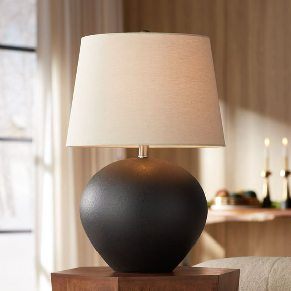 360 Lighting Paulo 24 1/2" High Pot Farmhouse Rustic Southwestern 3-Way Table Lamp Matte Black Ceramic Single Living Room Bedroom