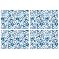 Pioneer Flower Floral Print Pattern Summer Placemats Table Placemats Set Of 4-Linen Kitchen Washable Placemats Table Mats 12x18 Inch Non-Slip Heat Resistant