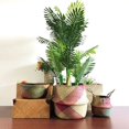 thumbnail image 1 of Folding Straw Wicker Storage Basket Handle Garden Flower Pot Planter Laundry Bag, 1 of 9