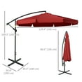 thumbnail image 3 of Outsunny Parasol Déporté Suspendu de Patio 11 Pi, Parasol Cantilever, Rouge, 3 of 10