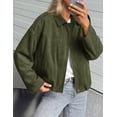 thumbnail image 4 of PRETTYGARDEN Women's Faux Suede Cropped Bomber Jacket | Long Sleeve Zip Up Casual Going Out Jackets Coat, Oversized Loose Fit Western Outfits, Trendy Outerwear, Fall Clothes, 4 of 8