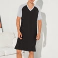 thumbnail image 2 of Bovxnpu Men's Nightshirt Short Sleeve Sleep Shirt Nightgown Short Sleeve Nightgown V Neck Raglan Sleepwear, 2 of 7