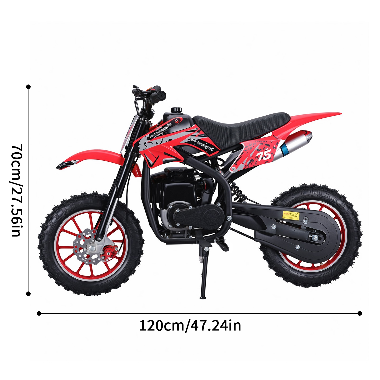 Kids Dirt Bike 49CC 4-Stroke Gas Powered Off Road Motorcycle, Maximum Speed 35km/H Children Pocket Motorbike with Disc Brakes