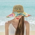 thumbnail image 3 of CoCopeaunts Sun Beach Straw Hat for Women Breathable Flower Scarve Lined Stylish Bow Roll up Foldable UV Protection Fishermen Hat Travel, 3 of 8