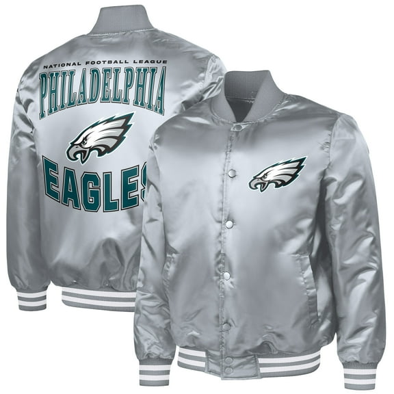 Men's G-III Sports by Carl Banks  Gray Philadelphia Eagles Adaptive Full-Snap Varsity Jacket