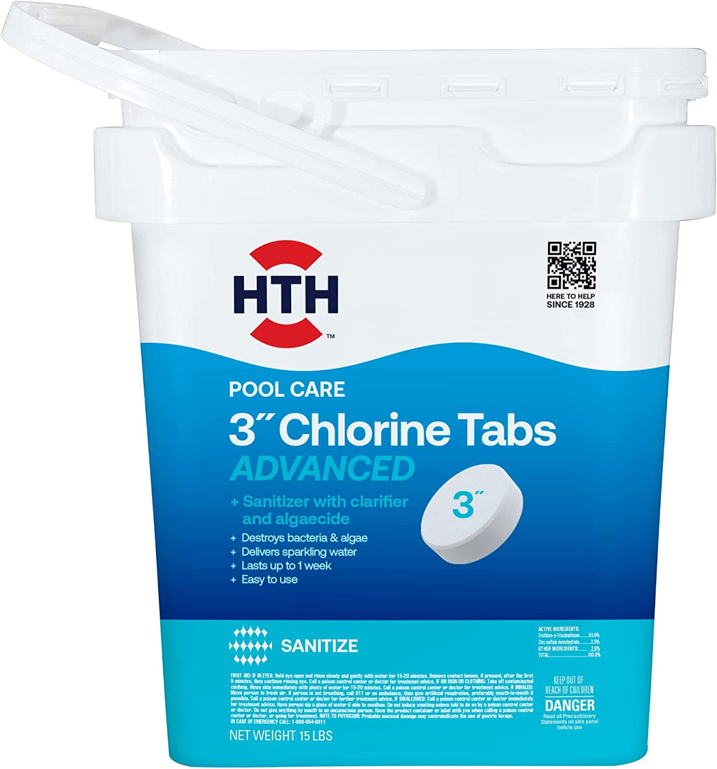 HTH 42054 Swimming Pool Care Super 3" Chlorinating Tablets, 15 lbs