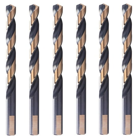 

DrillForce 15/32 6Pcs HSS Black and Gold Drill Bits Jobber Length for Metal Wood Platic M2 High Speel Steel