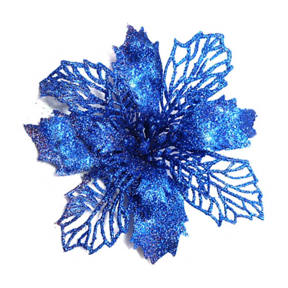 Riapawel Christmas Glitter Poinsettia Tree Ornament Artificial Wedding