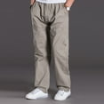 thumbnail image 5 of ADSSDQ Mens Lightweight Pull On Zip Fly Drawstring Cargo Pants Elastic Waist Relaxed Fit 6 Pockets Beige 2XL, 5 of 5