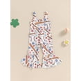 thumbnail image 4 of Bagilaanoe Toddler Baby Girl Summer Jumpsuit Sleeveless Print Romper Overalls 12M 18M 24M 3T 4T 5T Kids Long Flared Pants Summer Clothes, 4 of 7