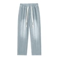 thumbnail image 4 of YUELONGHU Adult Men Casual Pants Cargo Pants for Men Mens High Street Washed Old Jeans Gradual Loose Straight Tube Floor Sweeping Wide Leg Pants, 4 of 5