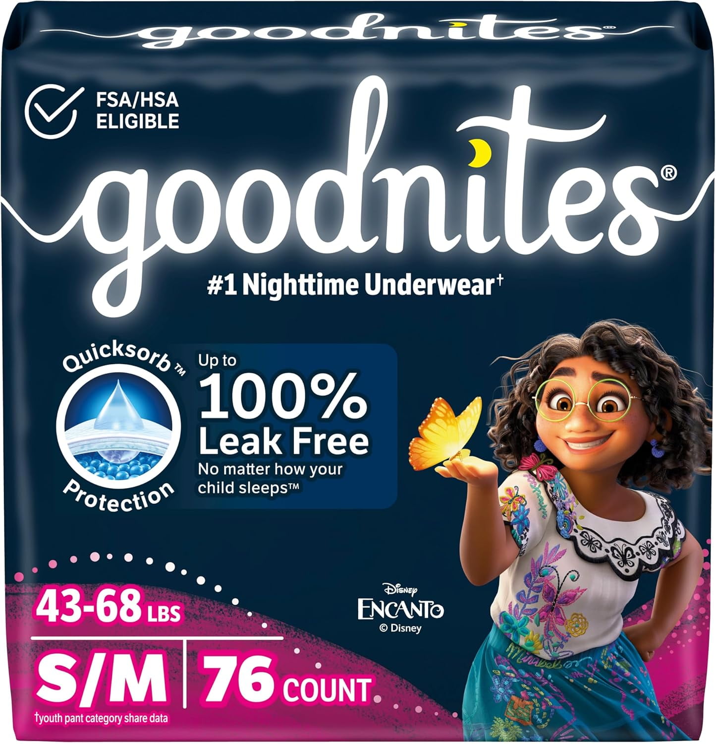 Goodnites Girls' Nighttime Underwear, Size XXL (120-165 lbs), 54
