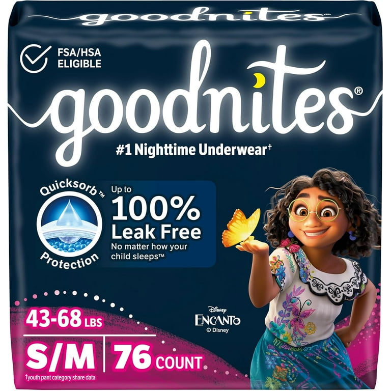 Goodnites Girls' Nighttime Underwear, Size XXL (120-165 lbs), 8 Ct