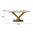 thumbnail image 7 of LaMuseCybèle Engineered stone dinning table ,Carrara white color , Modern Dinning table with solid Gold Carbon Stell base 63'', 7 of 7