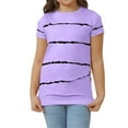 thumbnail image 3 of Langwyqu Girls Casual Short Sleeve Striped T Shirts Kids Loose Tees Size 4-15, 3 of 5