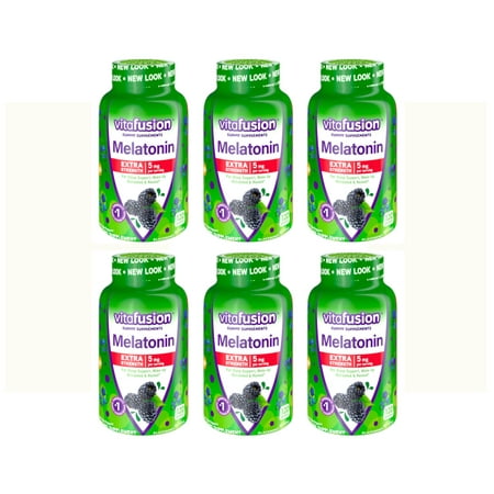 6 Pack - Vitafusion Extra Strength Melatonin Gummy Vitamins, Sleep Supplements, Blackberry Flavor, 120 Count