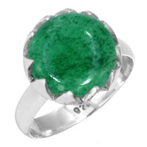 925 Sterling Silver Women Jewelry Natural Kiwi Quartz Ring