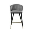 thumbnail image 4 of Meridian Furniture Cassie 28"H Velvet Counter Stool in Gray (Set of 2), 4 of 5