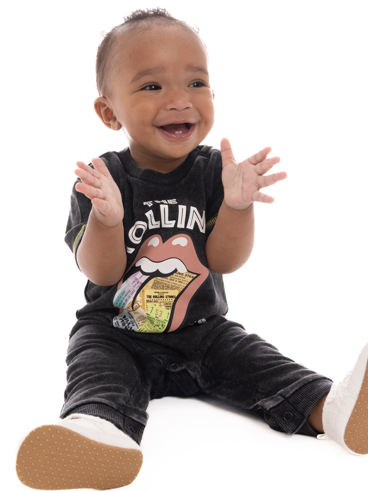 Rolling Stones Baby Graphic Romper with Short Sleeves, Sizes 0/3M- 24M